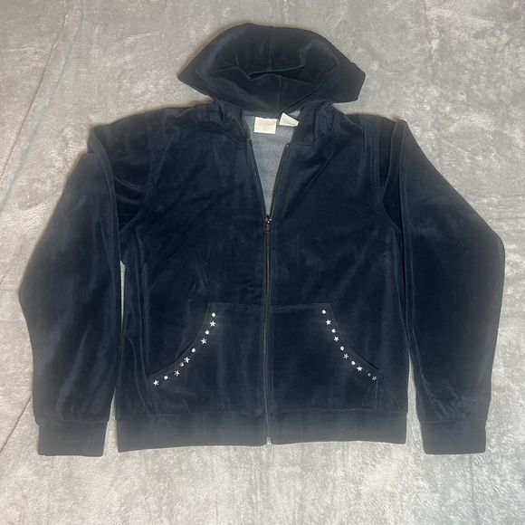 Neeso Jeans Full Zip Velour Jacket Embroidered Eagle American Biker - Picture 3 of 9